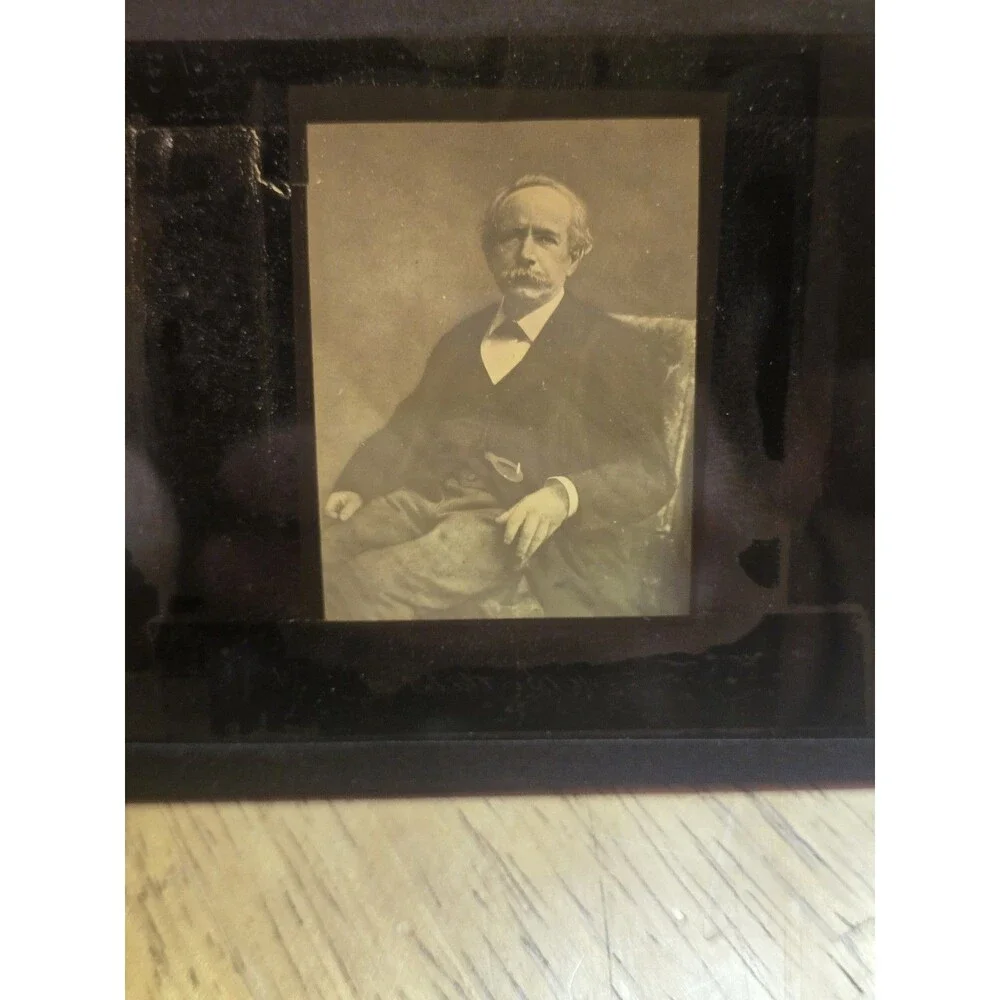 ​7 Vintage Magic Lantern Glass Slides Famous Scientists Mendeleev Daguerre...